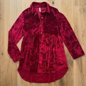 NWOT Velvet Red High low Button-Up Shirt